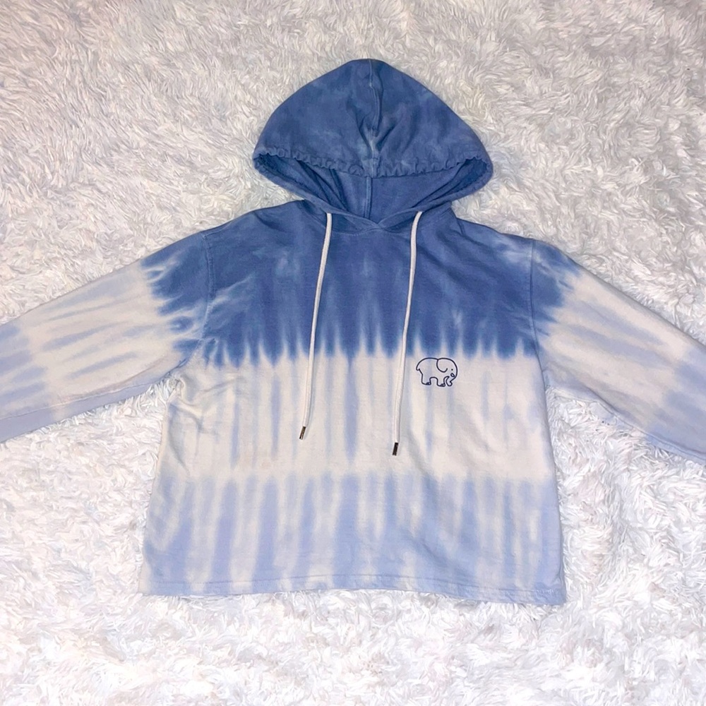 Ivory Ella Tie Dye Crop Hoodie Sweatshirt size XS
